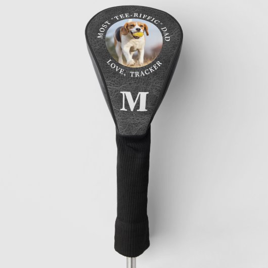 Personalisiertes DOG VATER Foto Leder Monogramm Golf Headcover (Vorderseite)