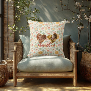 Personalisiertes Doppel-Herz-Foto-Kissen Kawaii Rü Kissen