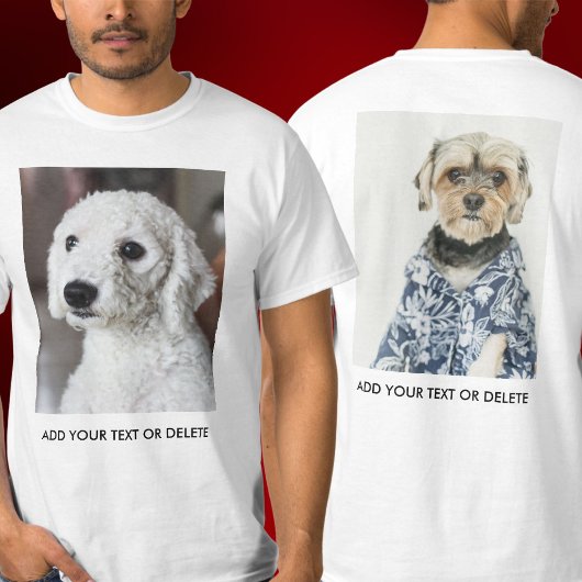 Personalisiertes doppelseitiges Foto-Text Weiß T-Shirt