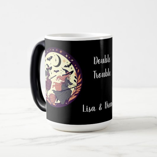 Personalisiertes Doppeltrouble Halloween Verwandlungstasse (Vorderseite Links)