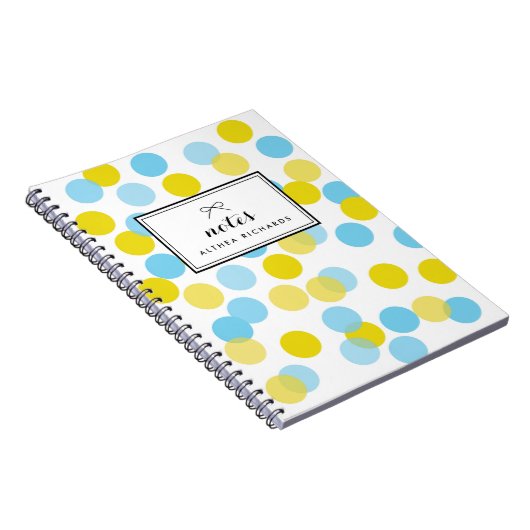 Personalisiertes Dots-Muster für Gelb und Blau Notizblock (Rechte Seite)