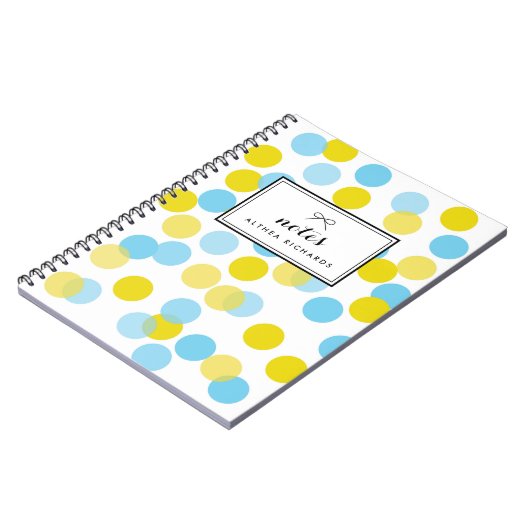 Personalisiertes Dots-Muster für Gelb und Blau Notizblock (Linke Seite)