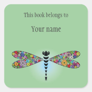 Personalisiertes Dragonfly-Damselfly-Aufkleber-Buc Quadratischer Aufkleber