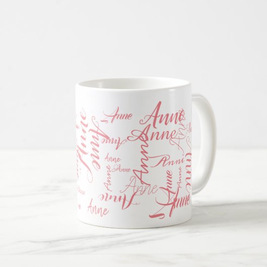 personalisiertes Drehbuch Rosa Namen Typografie Kaffeetasse (VorderseiteRechts)