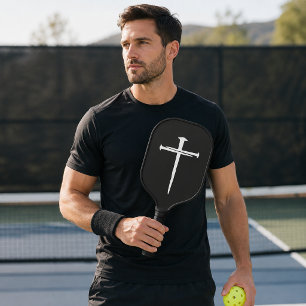 Personalisiertes Drei-Nägel-Weißes-Kreuz-Christlic Pickleball Schläger