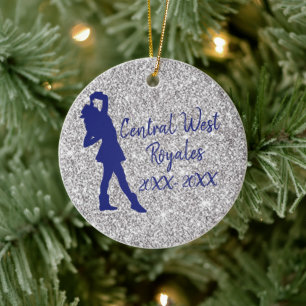 Personalisiertes Drill-Team  Navy Blue und Silber Keramik Ornament