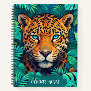 Personalisiertes Dschungel-Jaguar-Spiralnotizbuch Notizblock