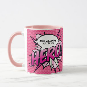Personalisiertes Du bist mein HERO Comic-Book-Pop- Tasse