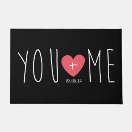 Personalisiertes Du und ich Herz mit Hochzeitstag Fußmatte