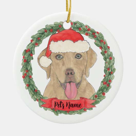 Personalisiertes Dudley-Labrador-Weihnachten Keramik Ornament (Vorne)