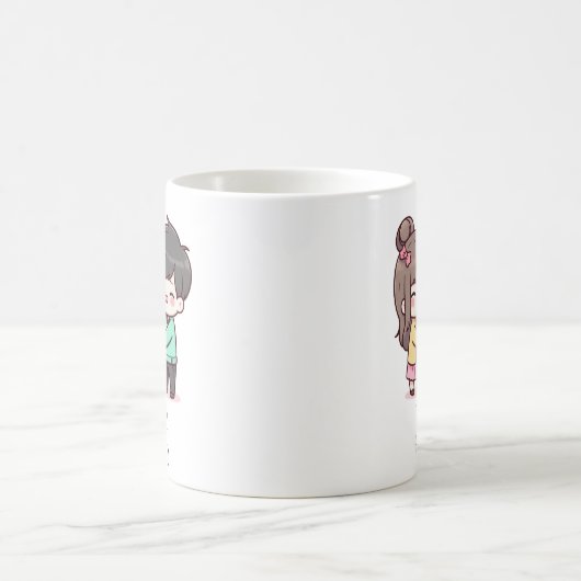 Personalisiertes Dumpling-Paar im Chibi-Stil Kaffeetasse (Mittel)