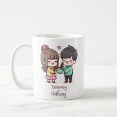 Personalisiertes Dumpling-Paar im Chibi-Stil Kaffeetasse (Links)