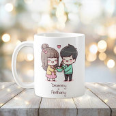 Personalisiertes Dumpling-Paar im Chibi-Stil Kaffeetasse