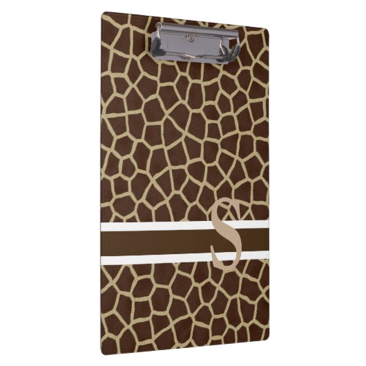 Personalisiertes dunkelbraunes Abzeichen Giraffe d Klemmbrett (Rechts)