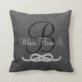 Personalisiertes Dunkelgraues Monogramm Familienki Kissen