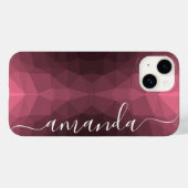Personalisiertes dunkelrosa geometrisches Muster Case-Mate iPhone Hülle (Rückseite (Horizontal))