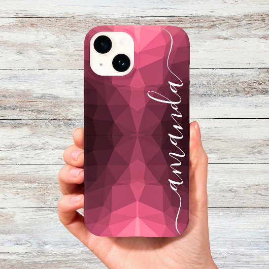 Personalisiertes dunkelrosa geometrisches Muster Case-Mate iPhone Hülle