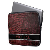 Personalisiertes dunkelrotes Imitat Leather Laptopschutzhülle (Vorderseite Links)