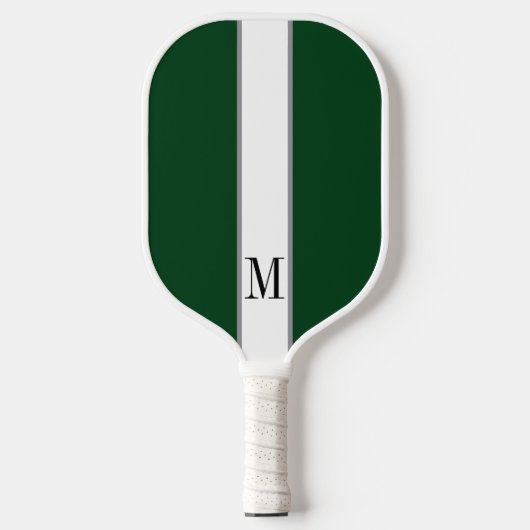 Personalisiertes dunkelwaldgrünes Monogramm Pickleball Schläger (Vorderseite)