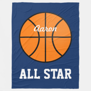 Personalisiertes dunkles blaues Basketball-Blanket Fleecedecke