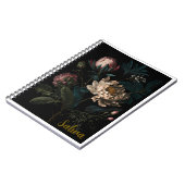 Personalisiertes dunkles Blumennotizbuch Notizblock (Linke Seite)