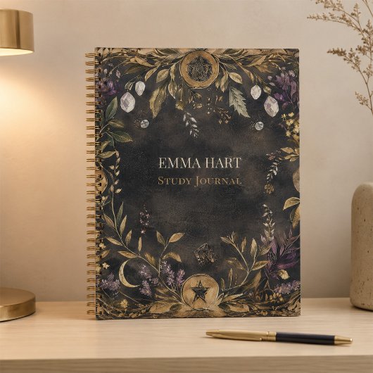 Personalisiertes dunkles botanisches Hexen-Studien Notizblock