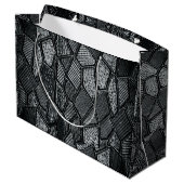 Personalisiertes dunkles graues Mosaikglas Große Geschenktüte (Rückseite Schrägansicht)