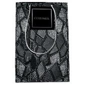 Personalisiertes dunkles graues Mosaikglas Mittlere Geschenktüte (Vorderseite)