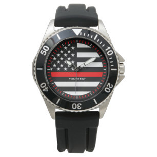Personalisiertes dünnes rotes Pseudografik auf Armbanduhr