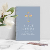 Personalisiertes Dusty Blue Religious Cross Notizblock