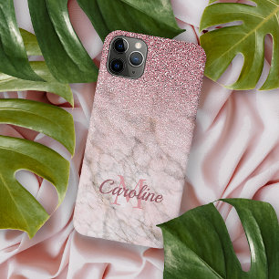 Personalisiertes Dusty Rose Gold Glitter Rosa Marm Case-Mate iPhone Hülle