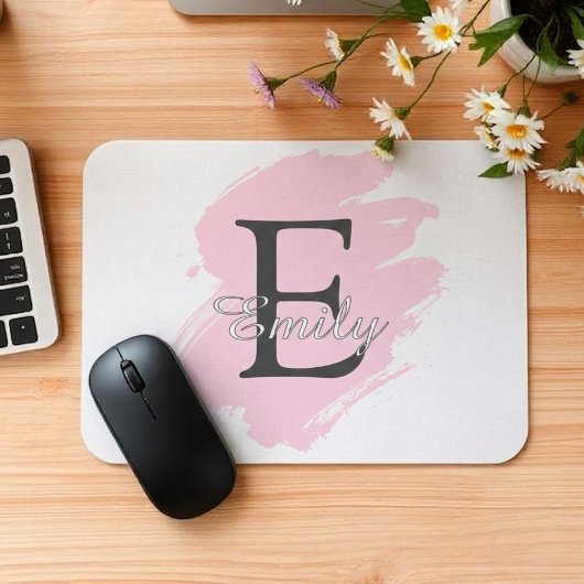 Personalisiertes Dusty Rose Monogramm-Mauspad Mousepad