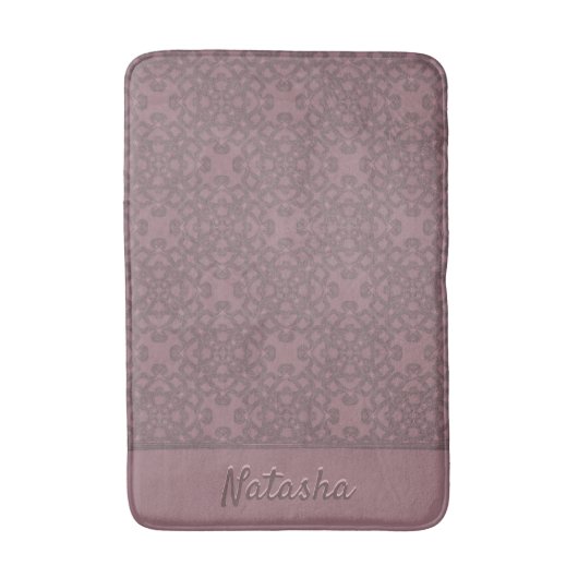Personalisiertes Dusty-Rose-Muster Badematte (Vorderseite Vertikal)