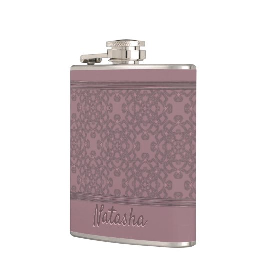 Personalisiertes Dusty-Rose-Muster Flachmann (Links)