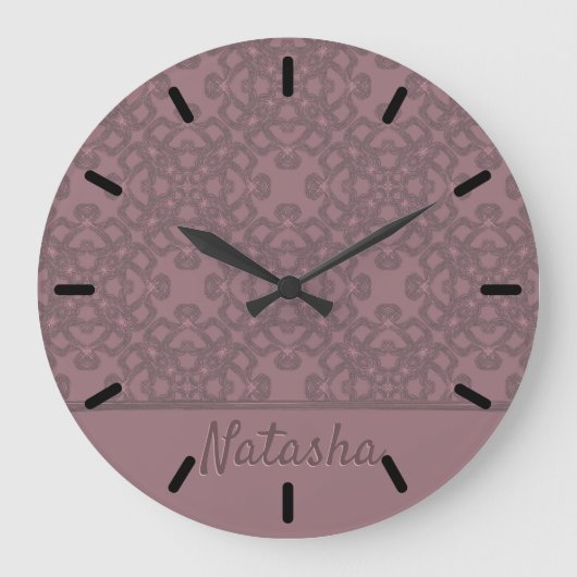 Personalisiertes Dusty-Rose-Muster Große Wanduhr (Vorderseite)