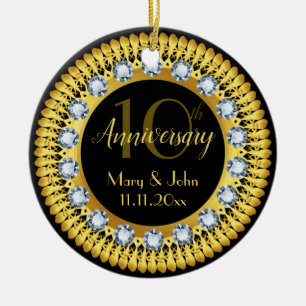 Personalisiertes Edelgold Jubiläum Keramik Ornament