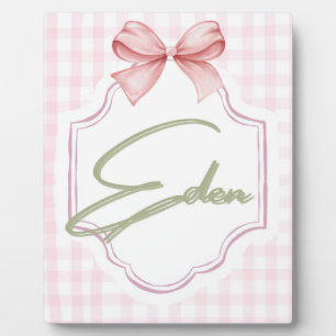 Personalisiertes Eden Baby Mädchen Nursery Bow&Gin Fotoplatte