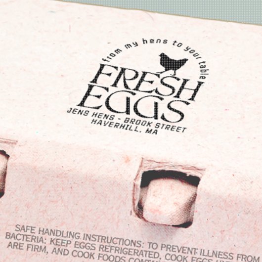 PERSONALISIERTES EGG CARTON LOGO Frische Eier Hen Gummistempel