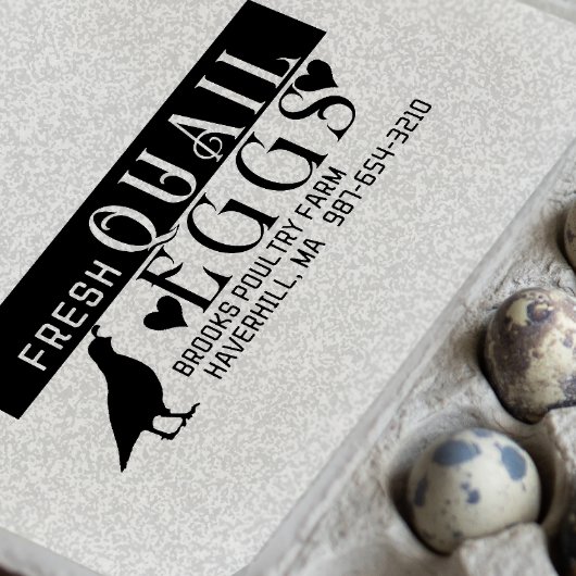 PERSONALISIERTES EGG CARTON LOGO Wachteleier mit H Runder Aufkleber
