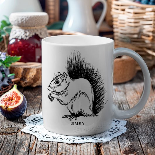 Personalisiertes Eichhörnchen Illustriert Wildtier Kaffeetasse