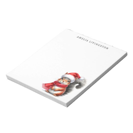 Personalisiertes Eichhörnchen in einer Weihnachtsm Notizblock (Rotiert)