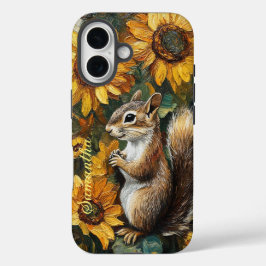 Personalisiertes Eichhörnchen Nibbling Van Gogh Su iPhone 16 Hülle