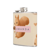 Personalisiertes Eichhörnchen- und Acornmuster Flachmann (Links)