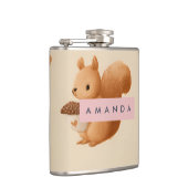 Personalisiertes Eichhörnchen- und Acornmuster Flachmann (Rechts)