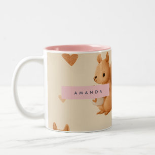 Personalisiertes Eichhörnchen- und Acornmuster Zweifarbige Tasse