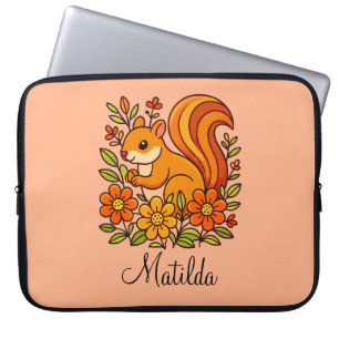 Personalisiertes Eichhörnchen und Blumen  Laptopschutzhülle