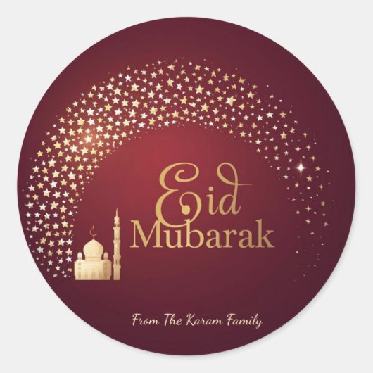 Personalisiertes Eid Mubarak Muslim modern Klassik Runder Aufkleber (Vorderseite)