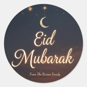 Personalisiertes Eid Mubarak Muslim Runder Aufkleber