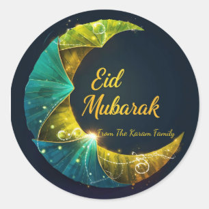 Personalisiertes Eid Mubarak Muslimisch modern Runder Aufkleber