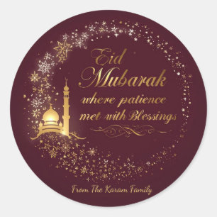 Personalisiertes Eid Mubarak Runder Aufkleber